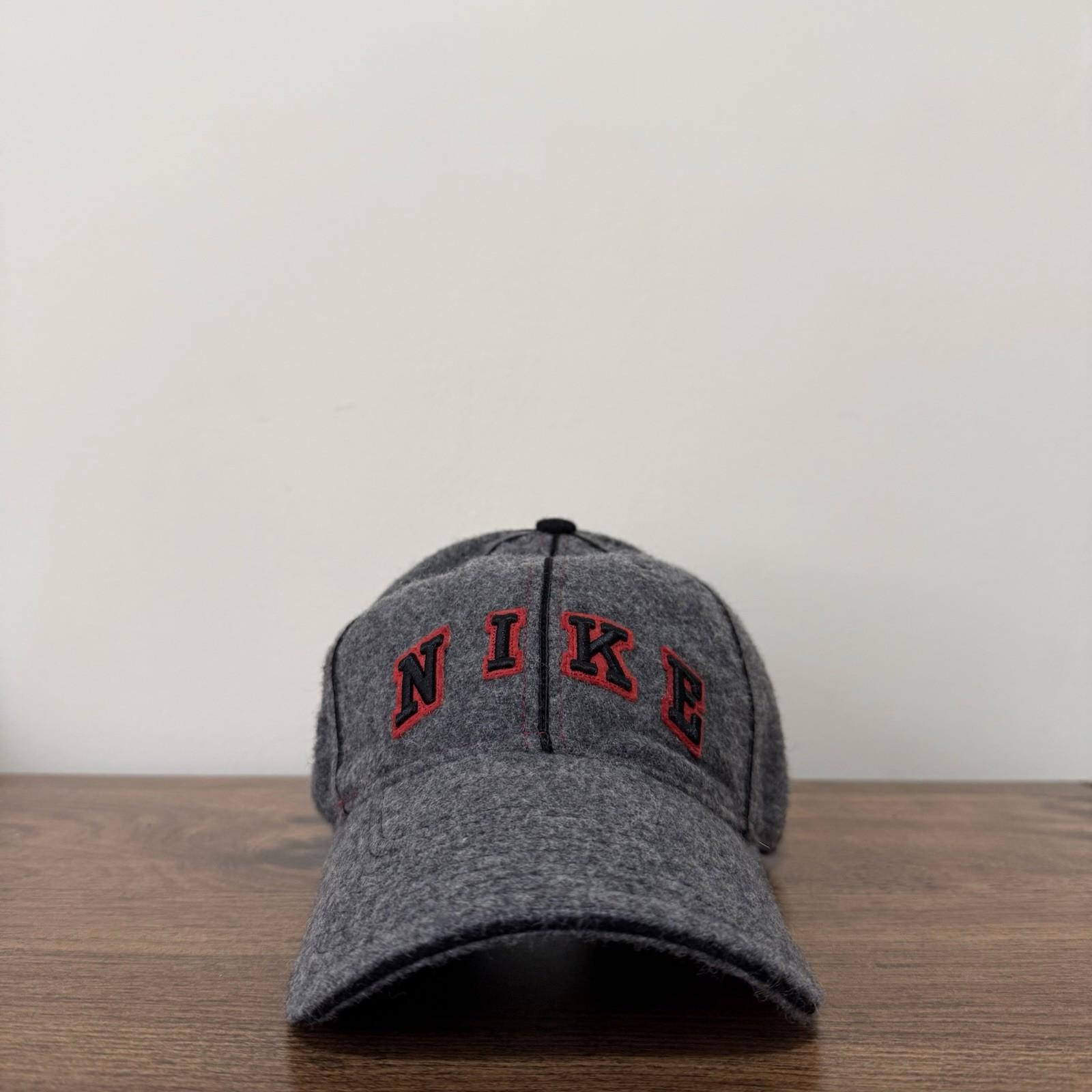 Vintage Nike Spell-Out Baseball Cap Hat Adult Grey One Size Usa Wool Men’s